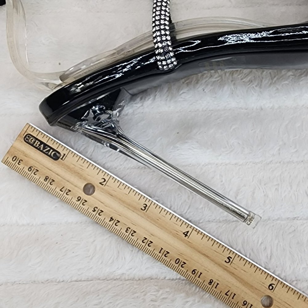 Lexton Black Patent Knotted Strap Rhinestone Stiletto High Heels Sandal … - Picture 9 of 9